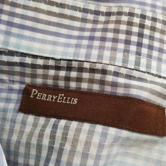 Perry Ellis Multicolor Plaid Cotton Long Sleeve Button Up Shirt Men's XXL - Picture 4 of 5